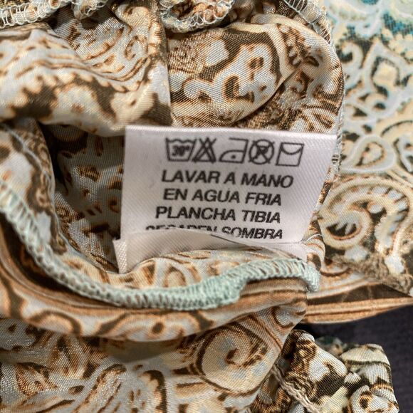 Orlinn Paris 100% Silk Blouse Bell Sleeve Cropped Elastic Waist - Picture 8 of 11